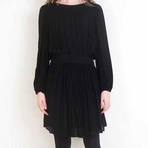 Isabel Marant Etoile Black Pleated Long Sleeve Dress Size 6 Designer Chic